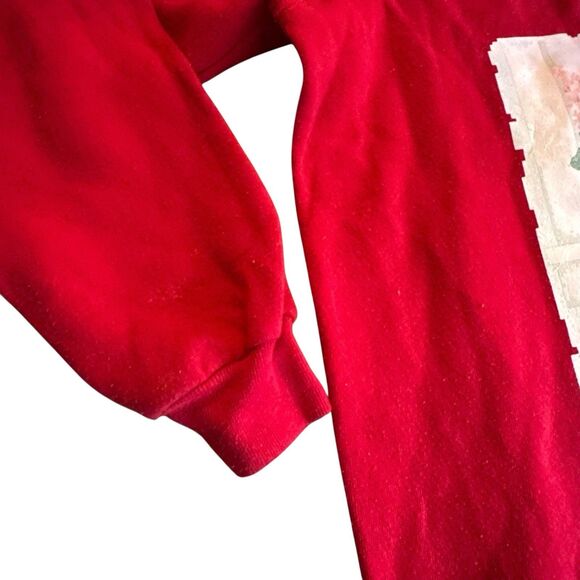 VTG‎ WRANGLER Sweats Sweatshirt Dress Large Red Christmas Bear USA - Picture 3 of 13